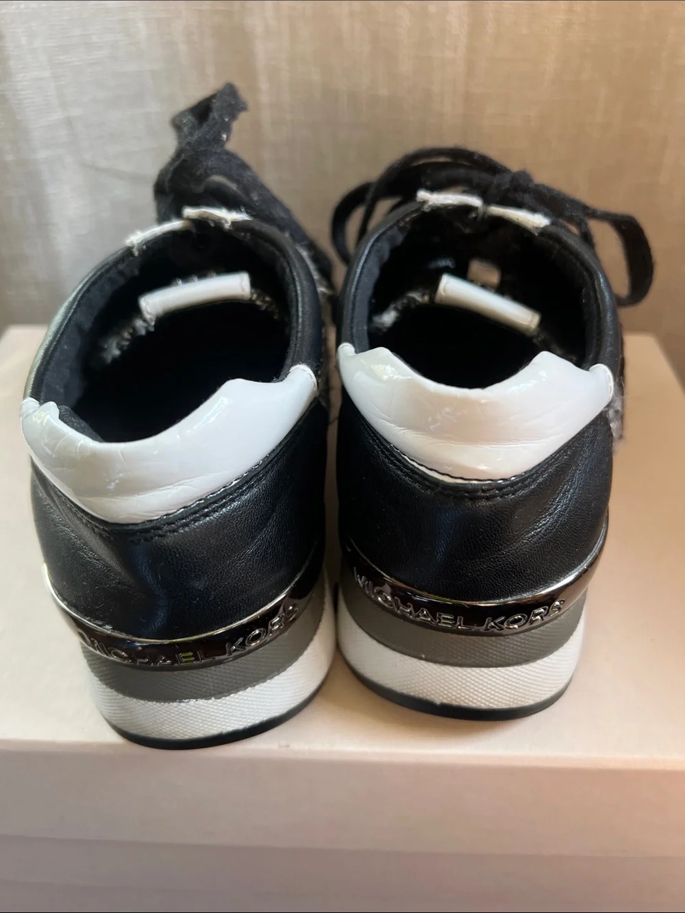 Michael Kors Black and White Tweed Casual Sneakers - Picture 4 of 6